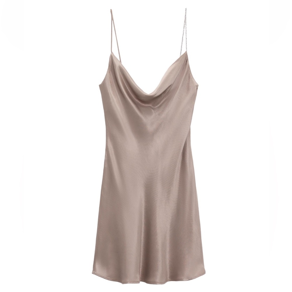 Zara Rhinestone Satin Mini Dress
